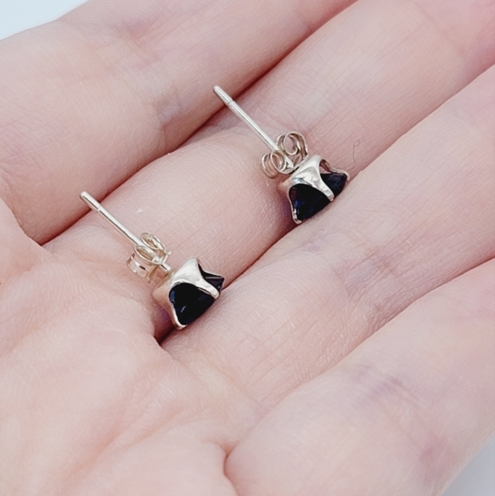 New Cobalt Blue Round CZ Sterling Silver Earrings - Picture 3 of 6